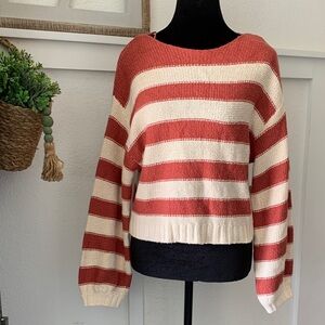 Billabong Rust and Cream Striped Sweater